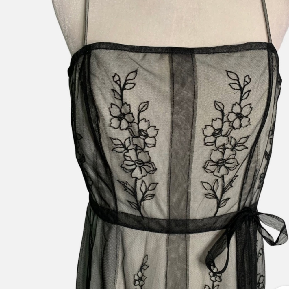 BCBGMaxAzria Black and Brown Floral Midi Dress